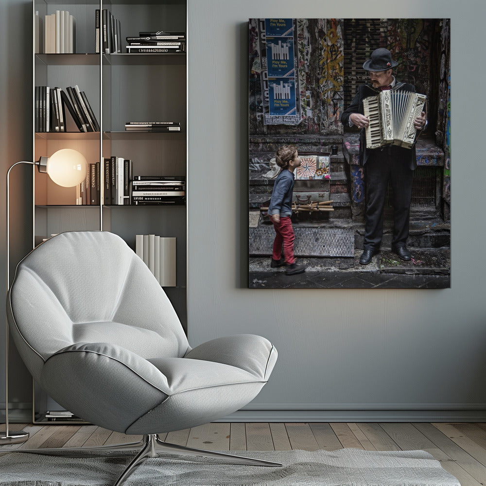 The Busker And The Boy - Poster / Art Print