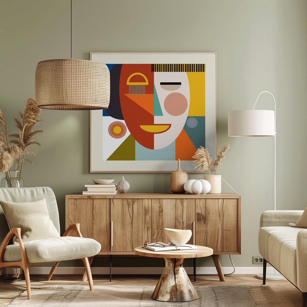 Faces Stripes Minimal Copy - Poster / Art Print