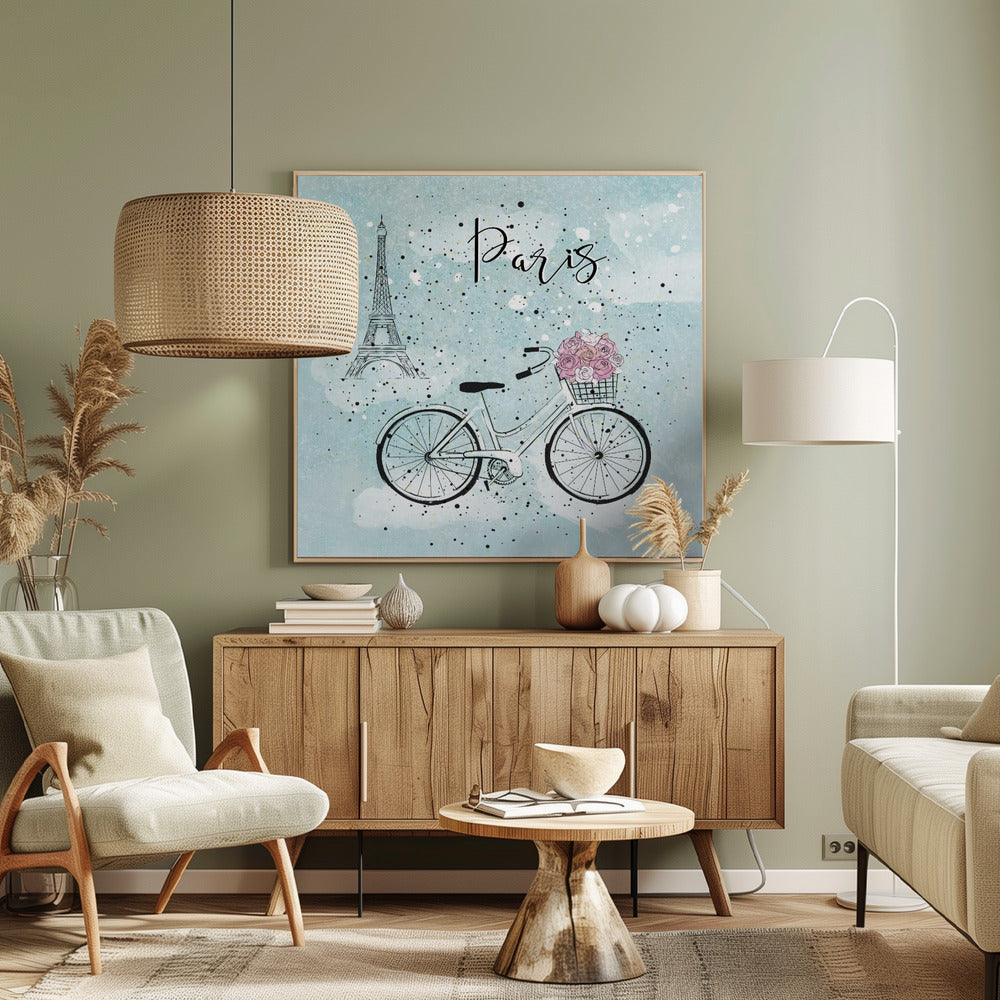 Blue Paris Bike - Poster / Art Print