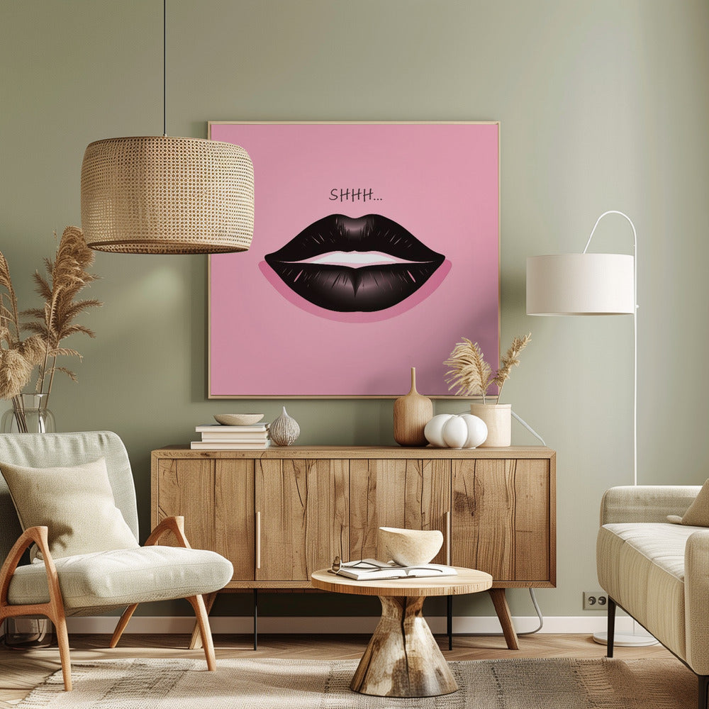 Lips In Black and Pink - Poster / Art Print