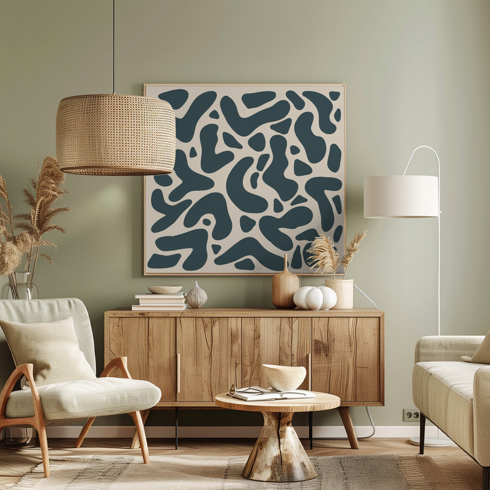 Abstract Lines And Shapes Greyish Green - Poster / Art Print