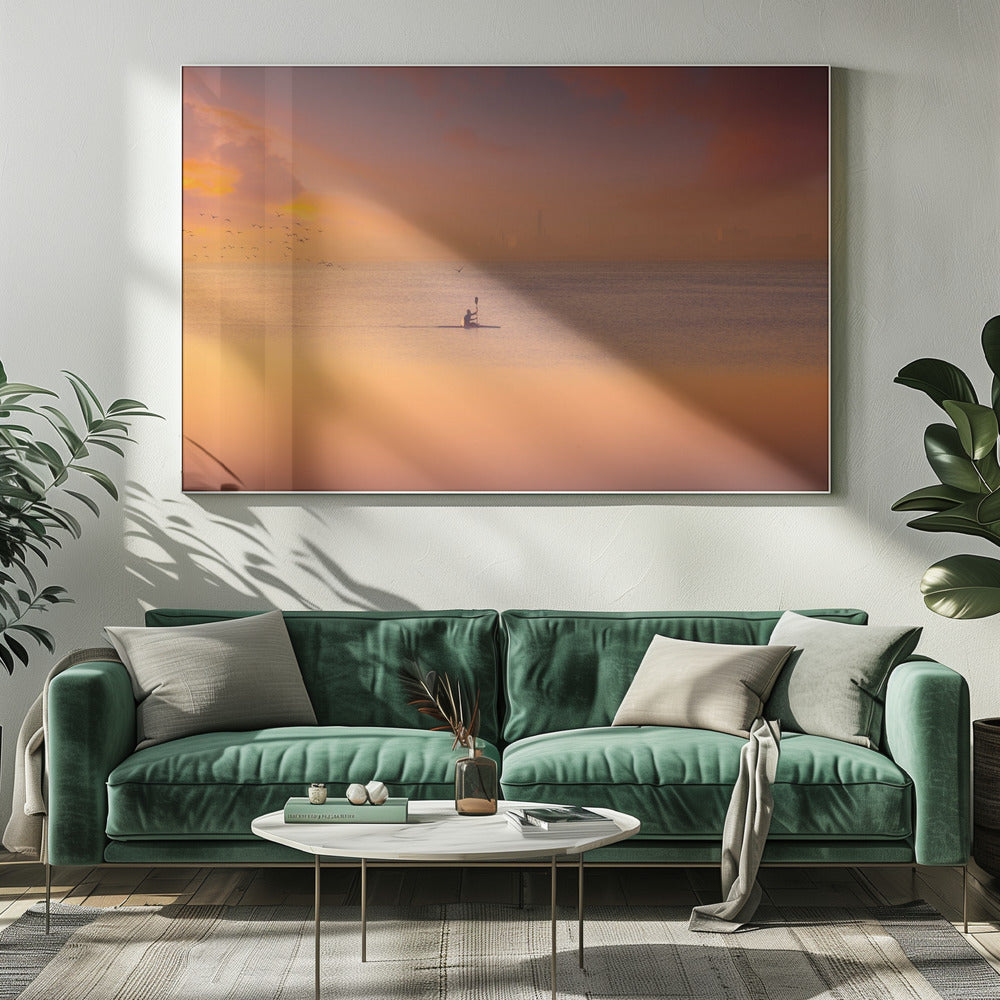 Albufera kayaking at sunset 7D17 - Poster / Art Print