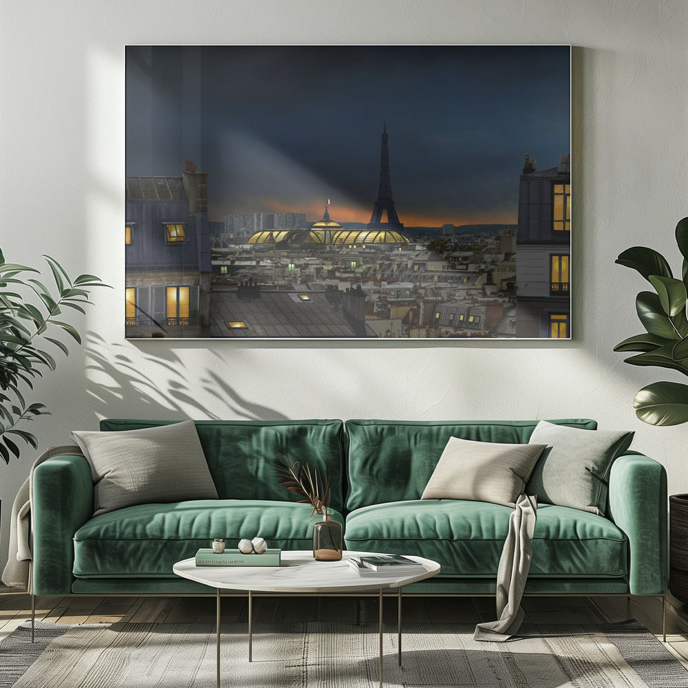 the twilight falls on the city of lights - Poster / Art Print