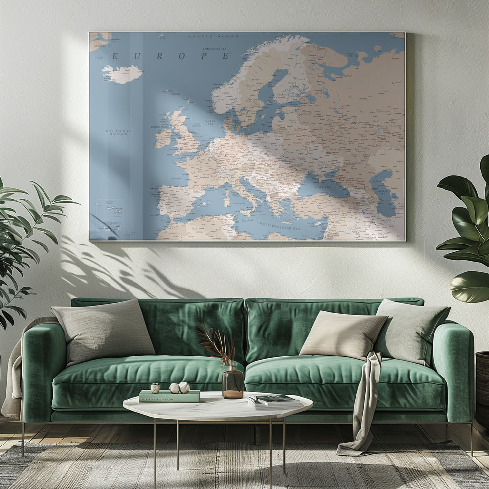 Amias detaljerade Europakarta - Poster / Art Print