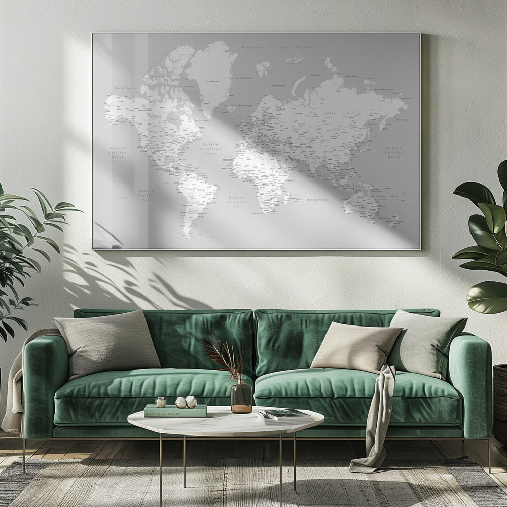 Hart World Map in Spanish - Poster / Art Print