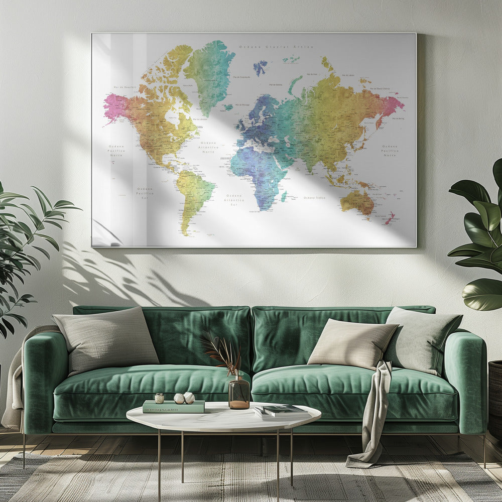 Jude's världskarta på spanska - Poster / Art Print