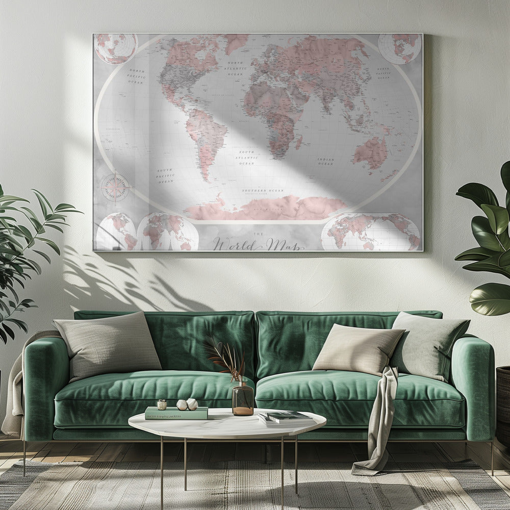 Klassisk världskarta i vattenfärg - Poster / Art Print