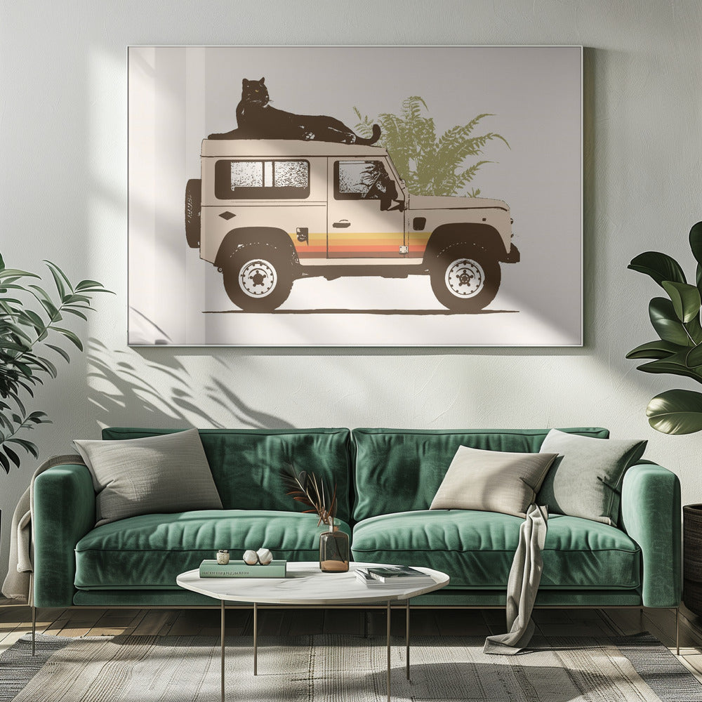 Black Panther On Car - Poster / Art Print