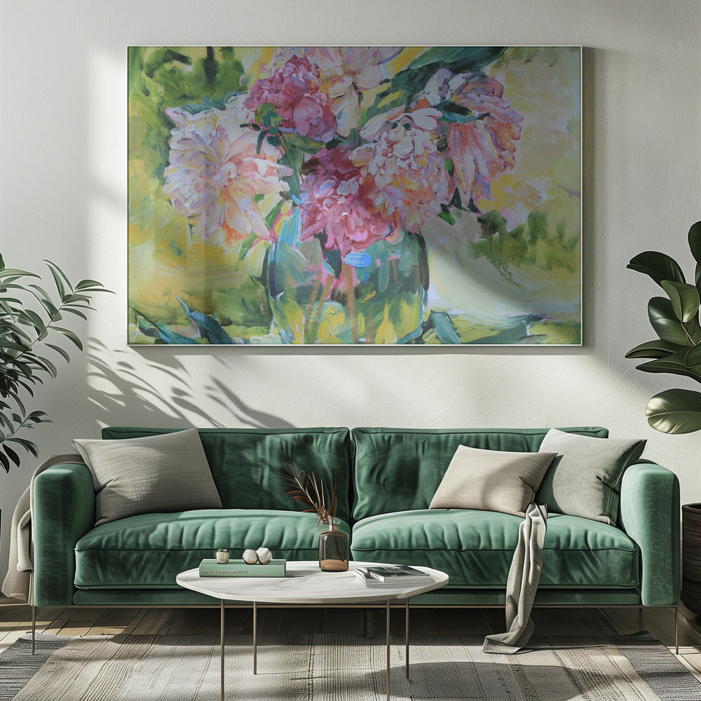 Peonies in a vase - Poster / Art Print