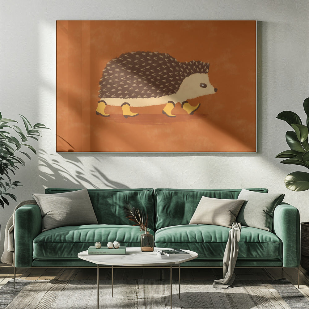 Sonny the Hedgehog Running In Cowboy Boots - Poster / Art Print