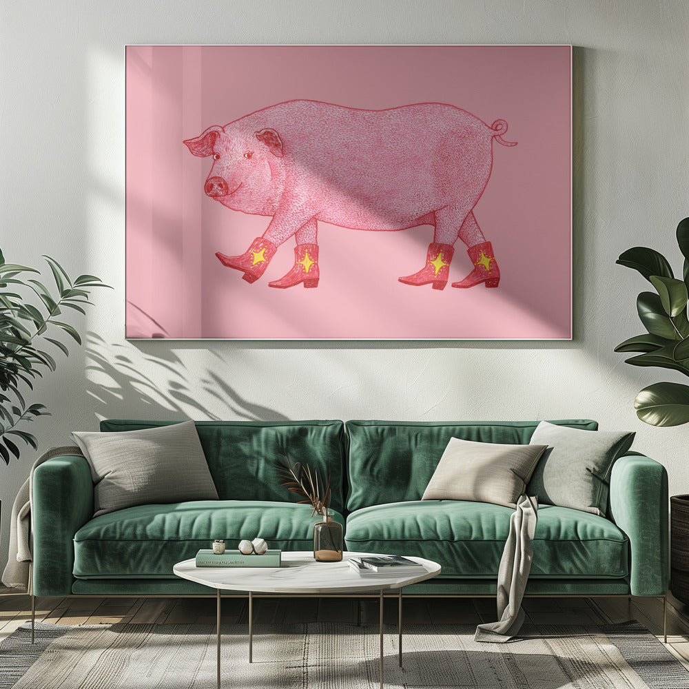 Marjorie the Cowgirl Pig - Poster / Art Print