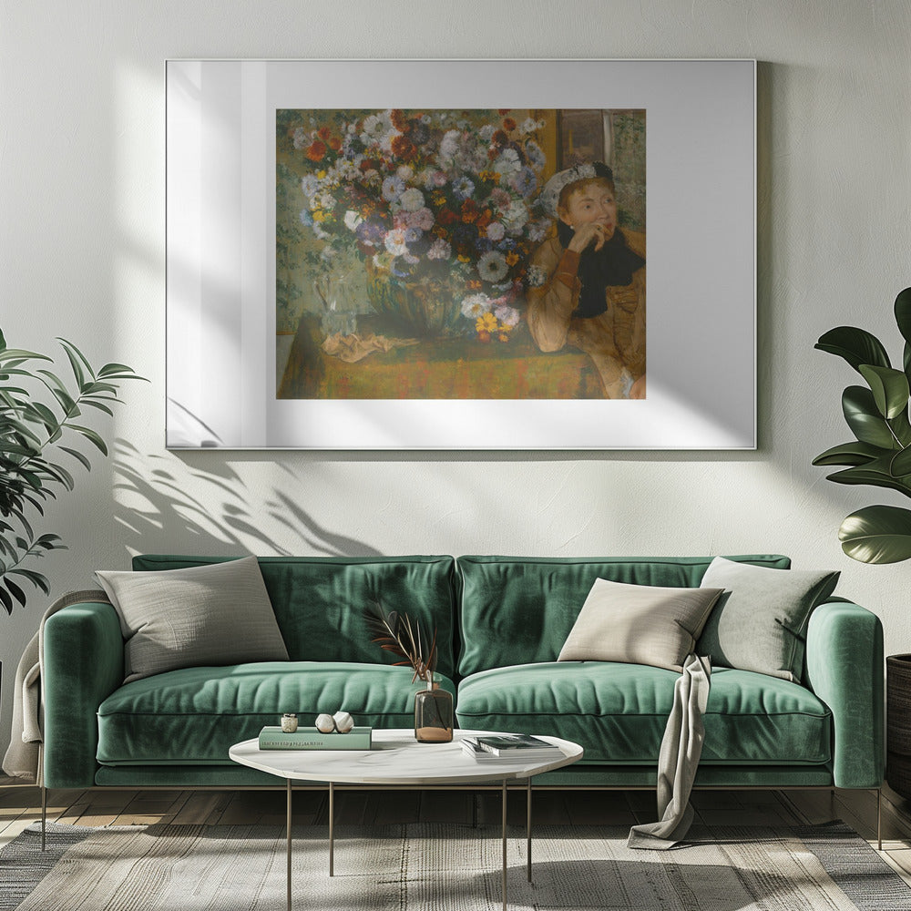 A Woman Seated Beside a Vase of Flowers No.2 - Poster / Art Print