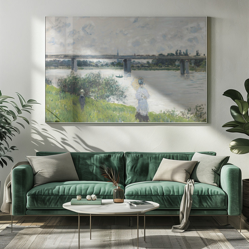 Claude Monet's the Promenade With the Railroad Bridge, Argenteuil (1874) - Poster / Art Print