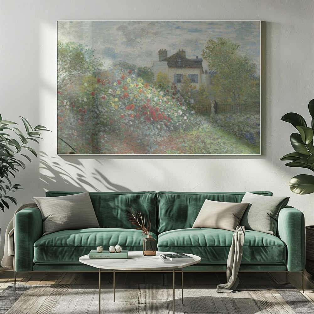 The Artist's Garden In Argenteuil, a Corner of the Garden With Dahlias (1873) - Poster / Art Print