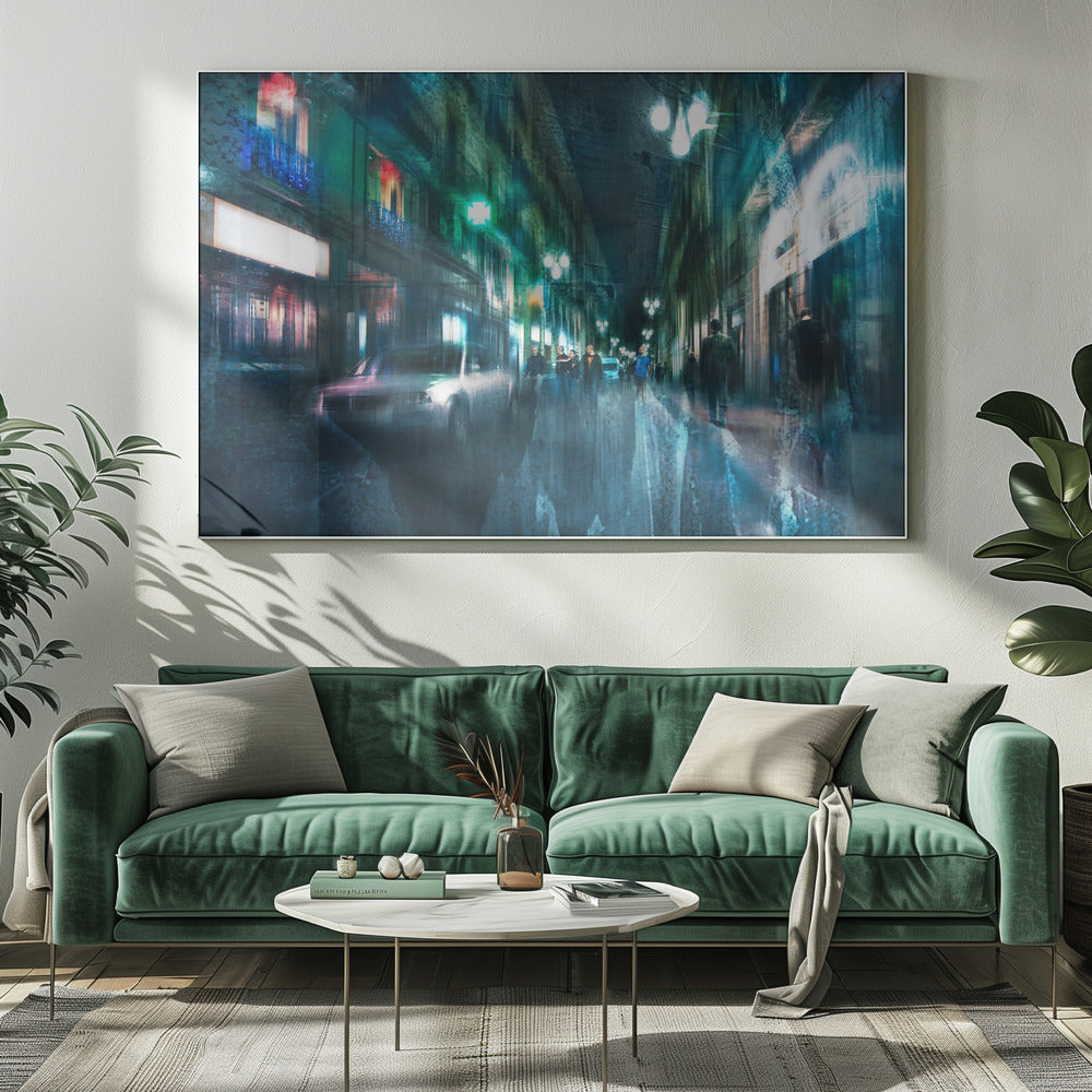 Night in the alleys of Barcelona - Poster / Art Print