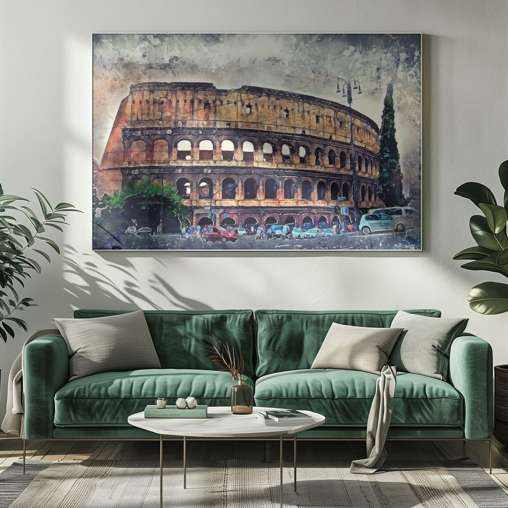 Rome Italy Colosseum Watercolor Art (2) - Poster / Art Print