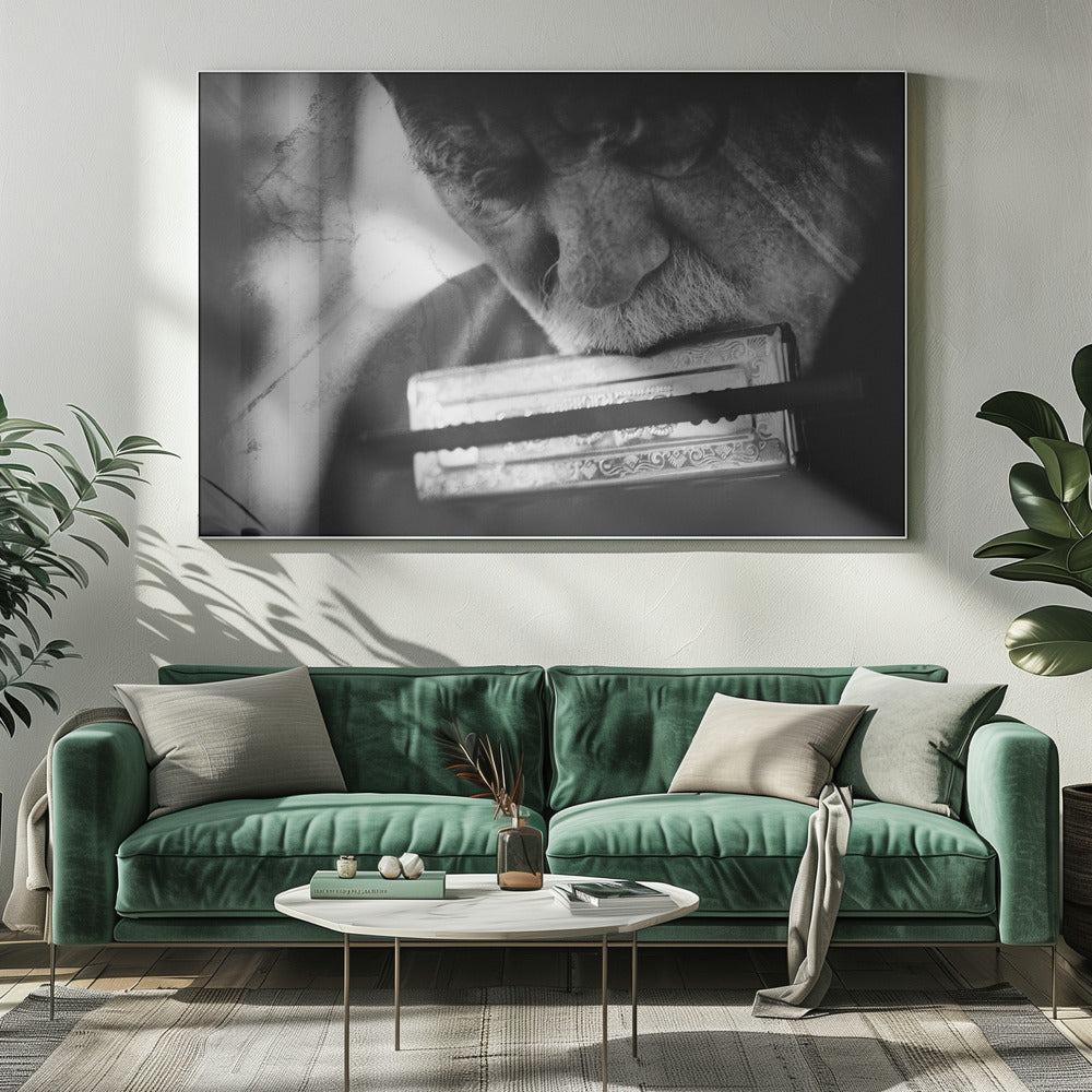 Wolf with harmonica - Poster / Art Print