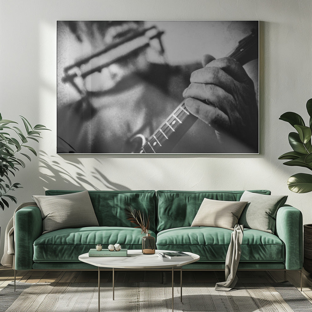 Wolf with mandolin and harmonica - Poster / Art Print