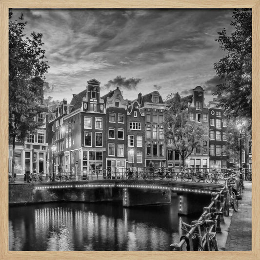 AMSTERDAM Idyllic impression from Singel - Monochrome - Poster / Art Print