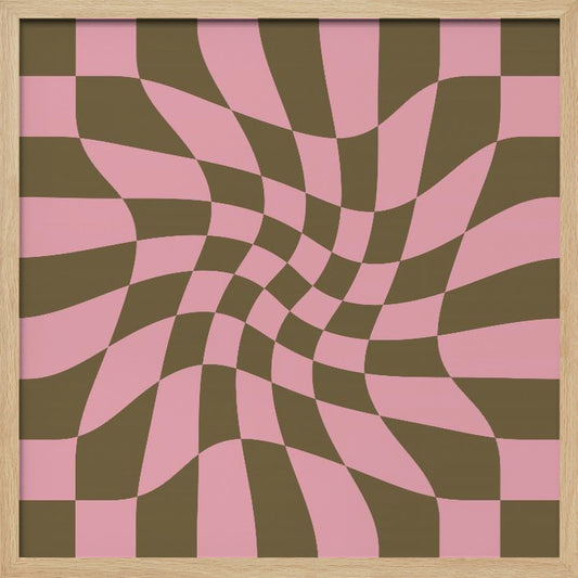 Twirly - Checkerboard - Pink and Brown - Poster / Art Print