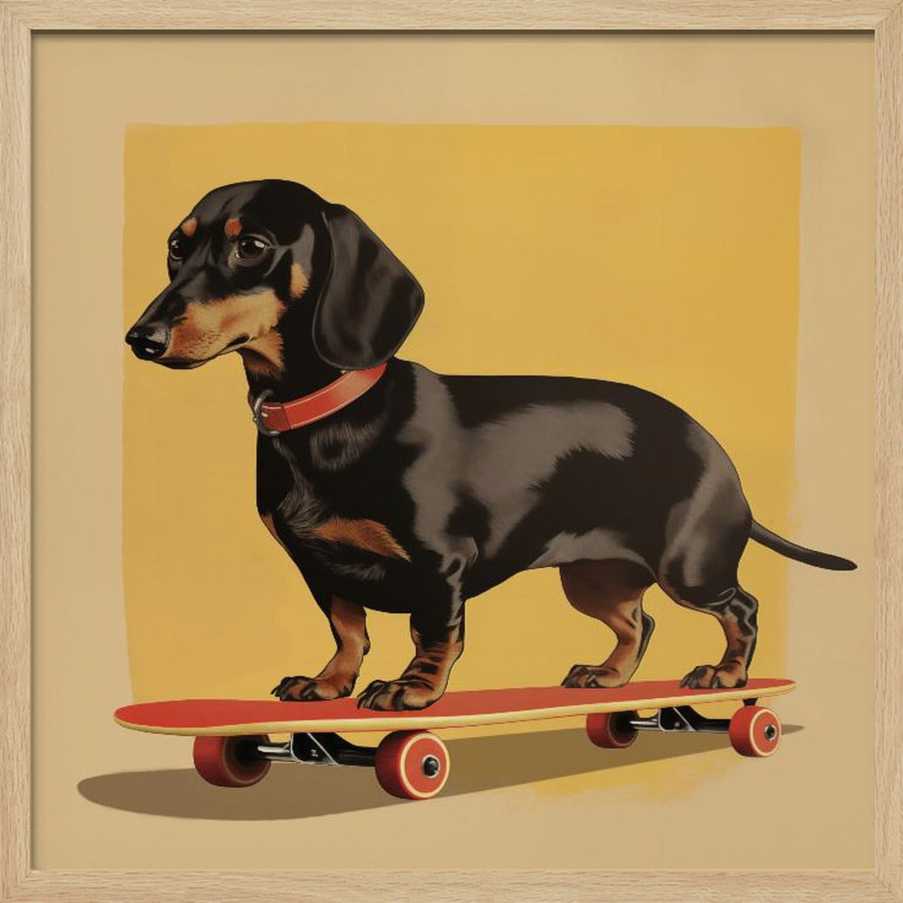 Dachshund Skater - Poster / Art Print