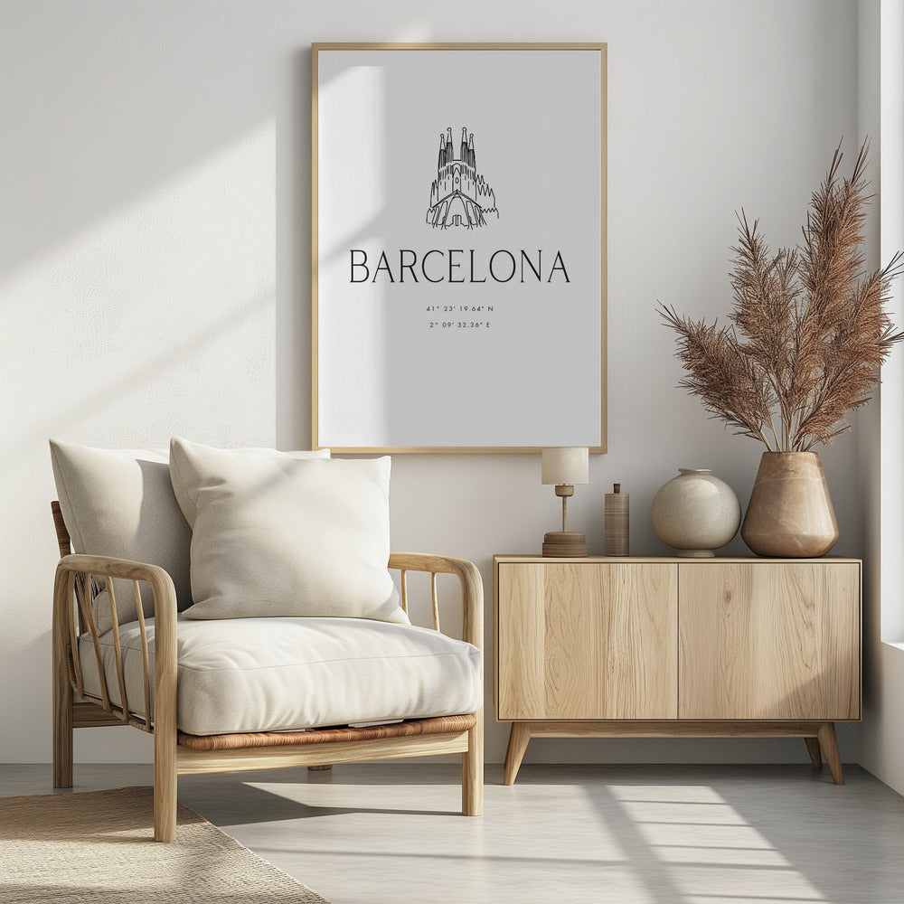 Barcelona city coordinates - Poster / Art Print