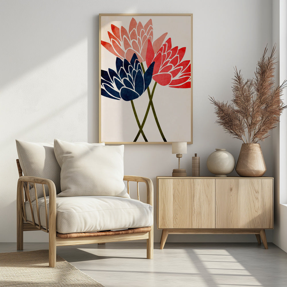 Three Dancing Blossoms - Poster / Art Print