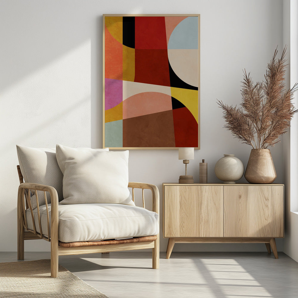 Warm Colors Bauhaus Geometry2 - Poster / Art Print