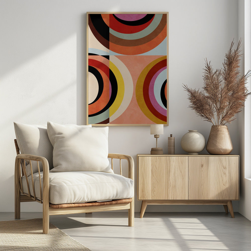 Warm Colors Bauhaus Geometry3 - Poster / Art Print
