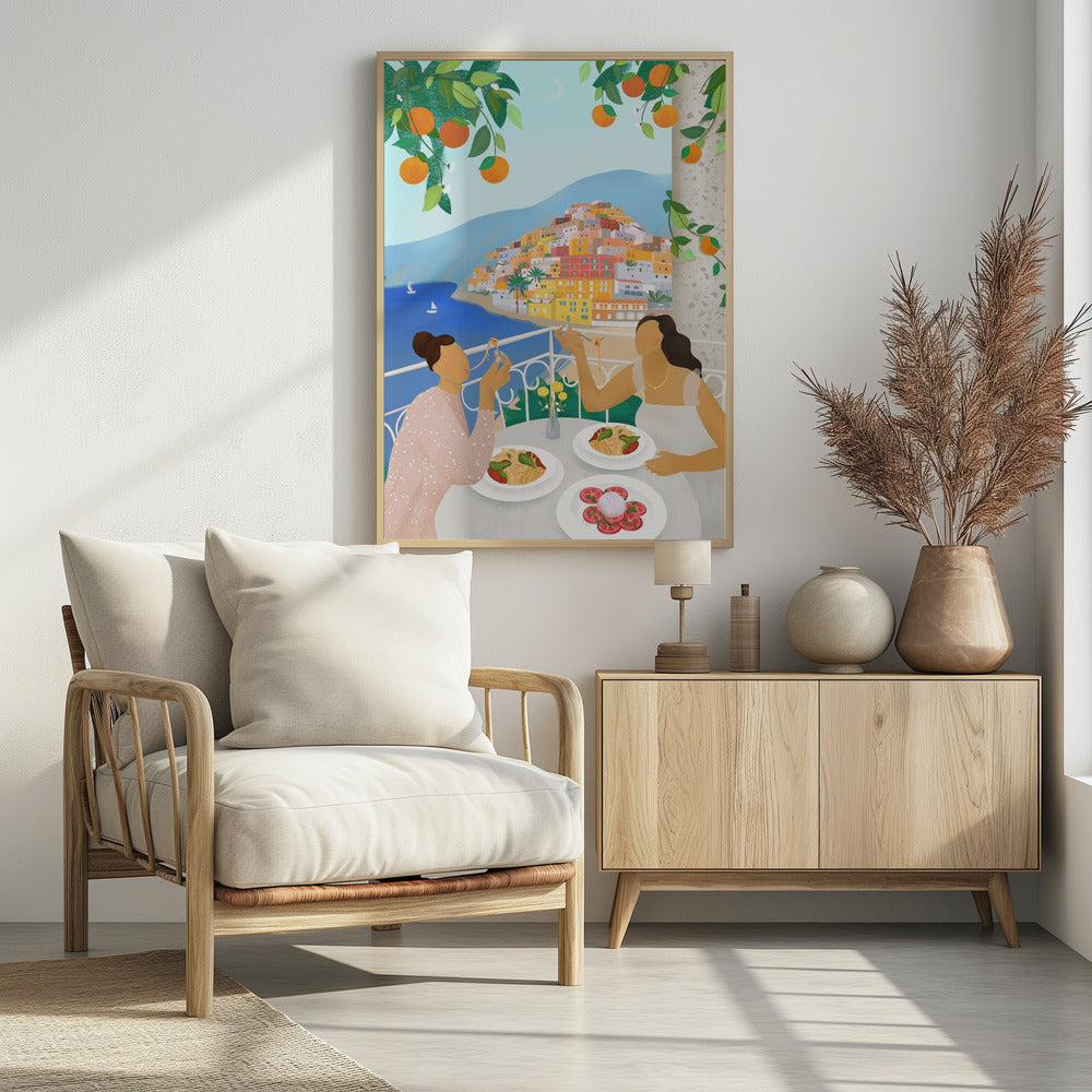 Girls in Positano - Poster / Art Print