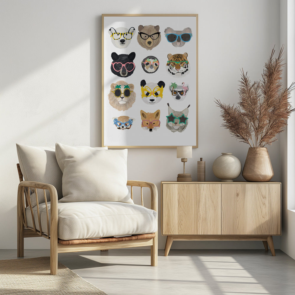 Big Cats in glasses print - Poster / Art Print