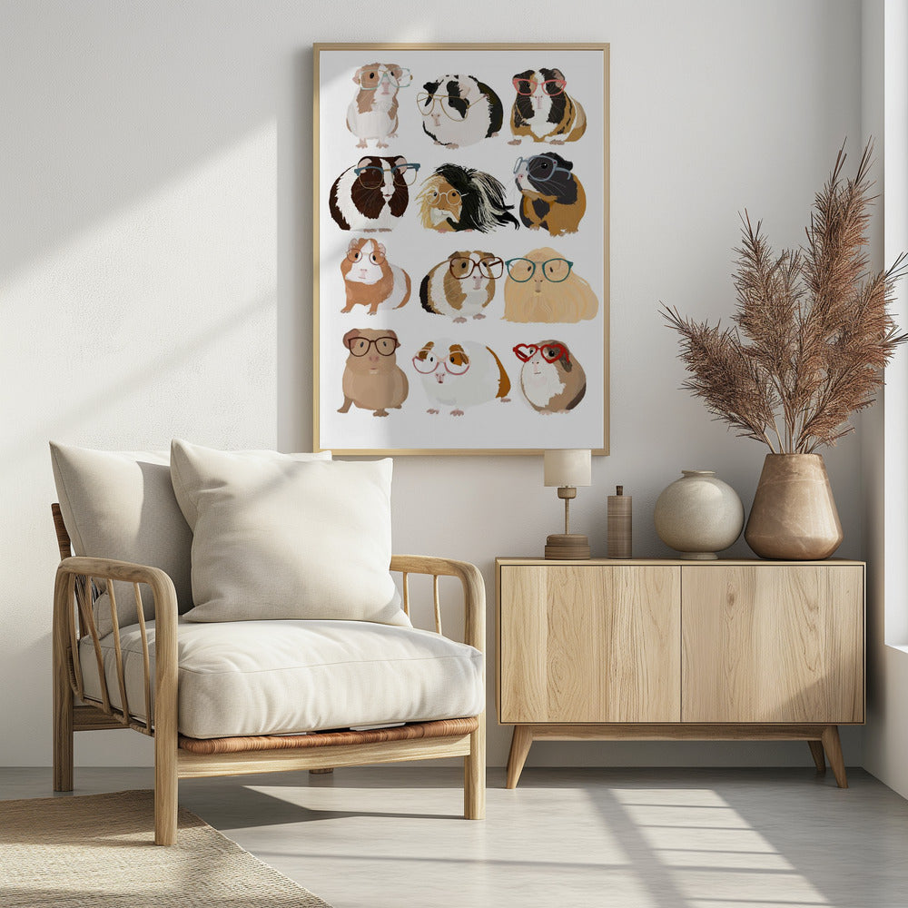 Guinea Pig in Glasses - Poster / Art Print