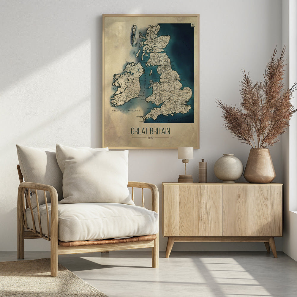 Storbritannien vintagekarta - Poster / Art Print