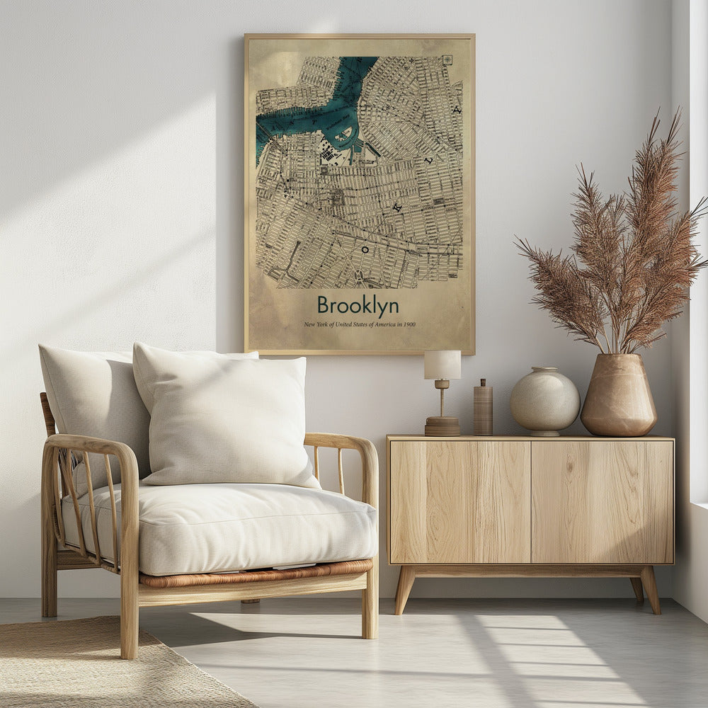 Brooklyn karta - Poster / Art Print