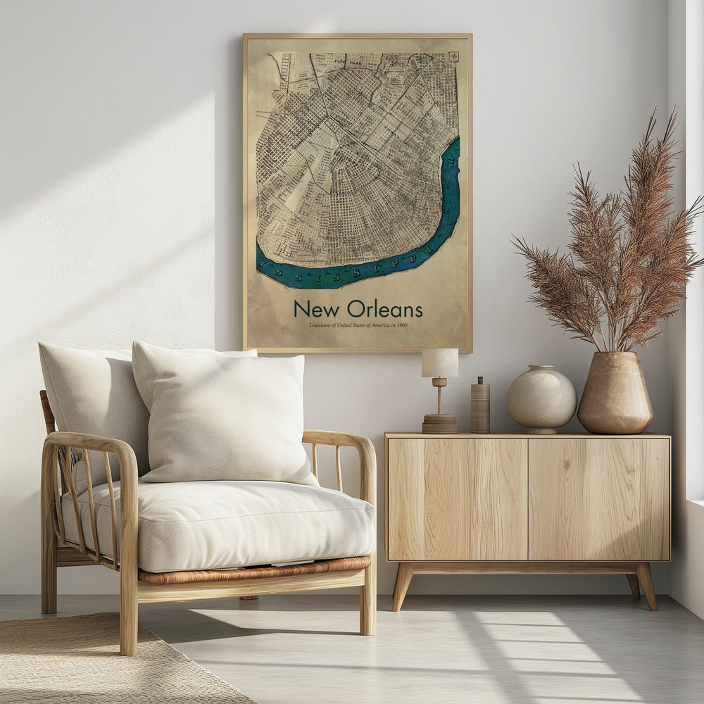 New Orleans karta - Poster / Art Print