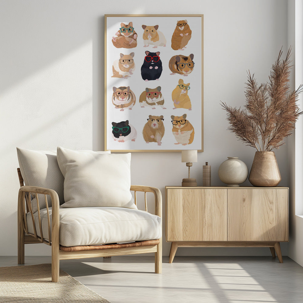 A1 Hamsters In Glasses - Poster / Art Print