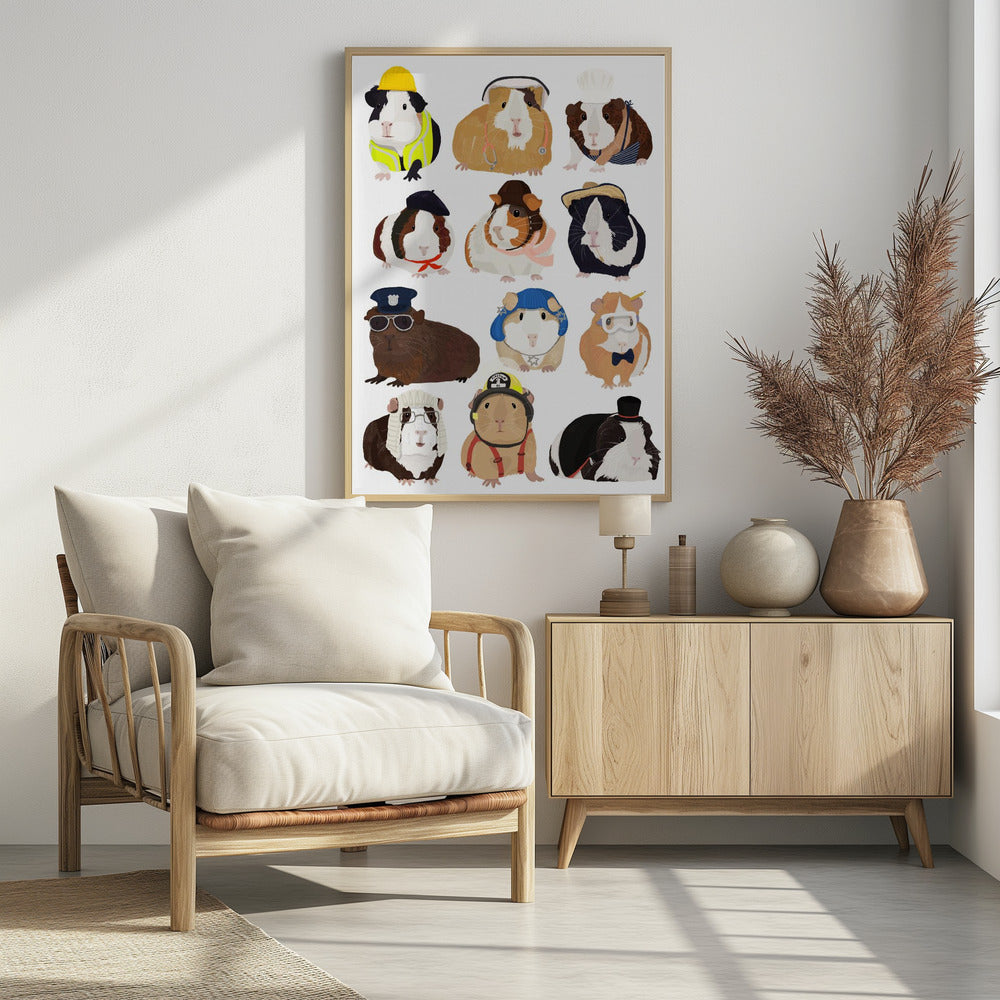 Guinea Pig Working Hr - Poster / Art Print