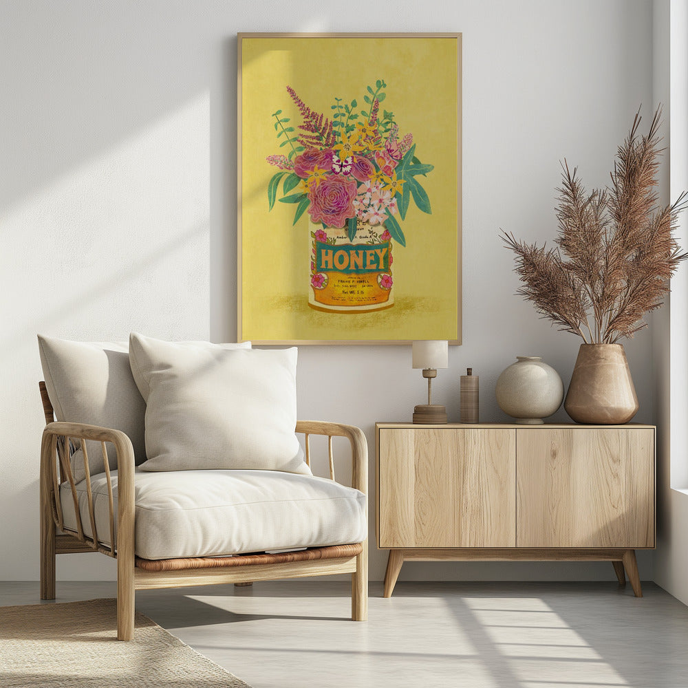 Flowers In a vintage Honey Can - Poster / Art Print