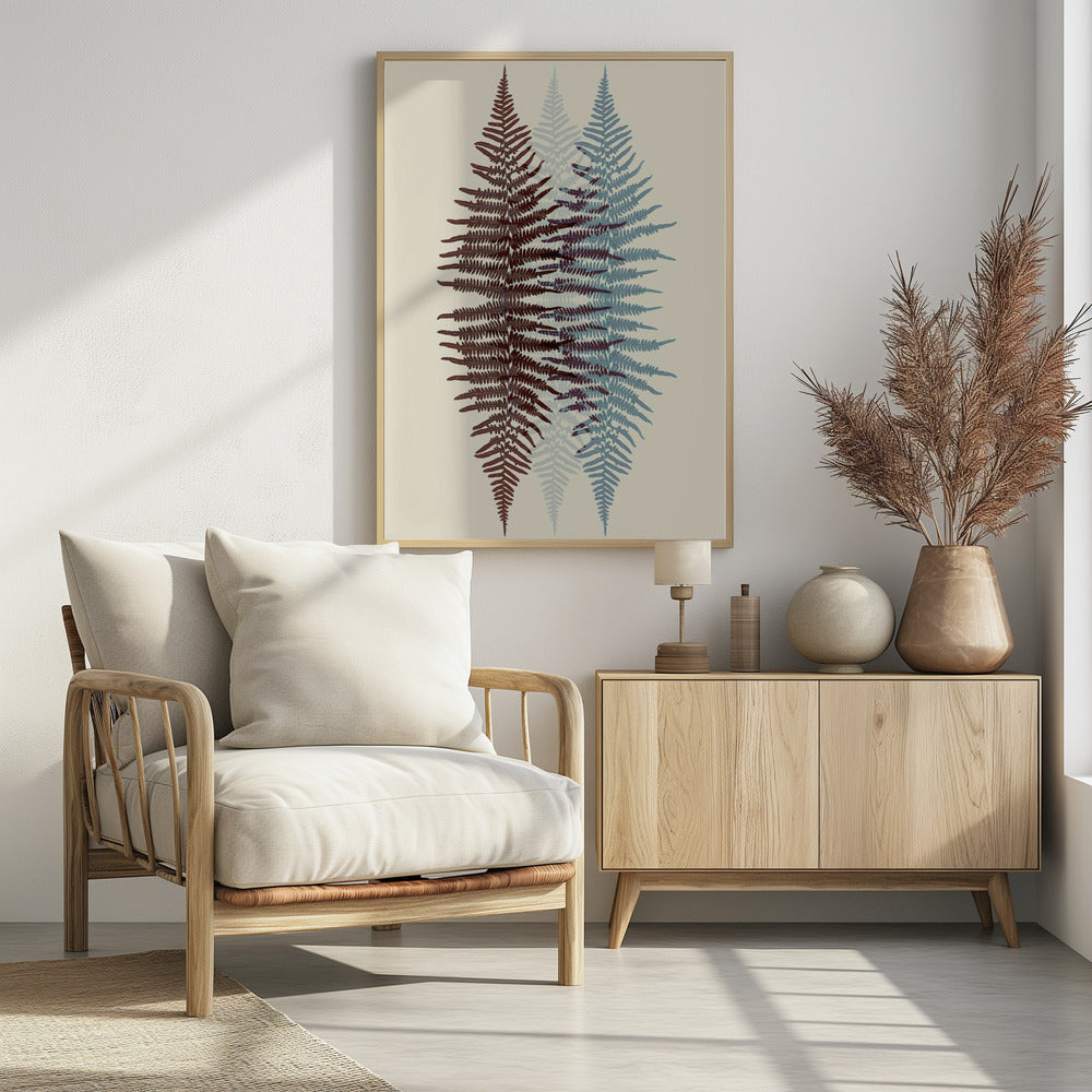 Chocolate and Teal Fern - Poster / Art Print