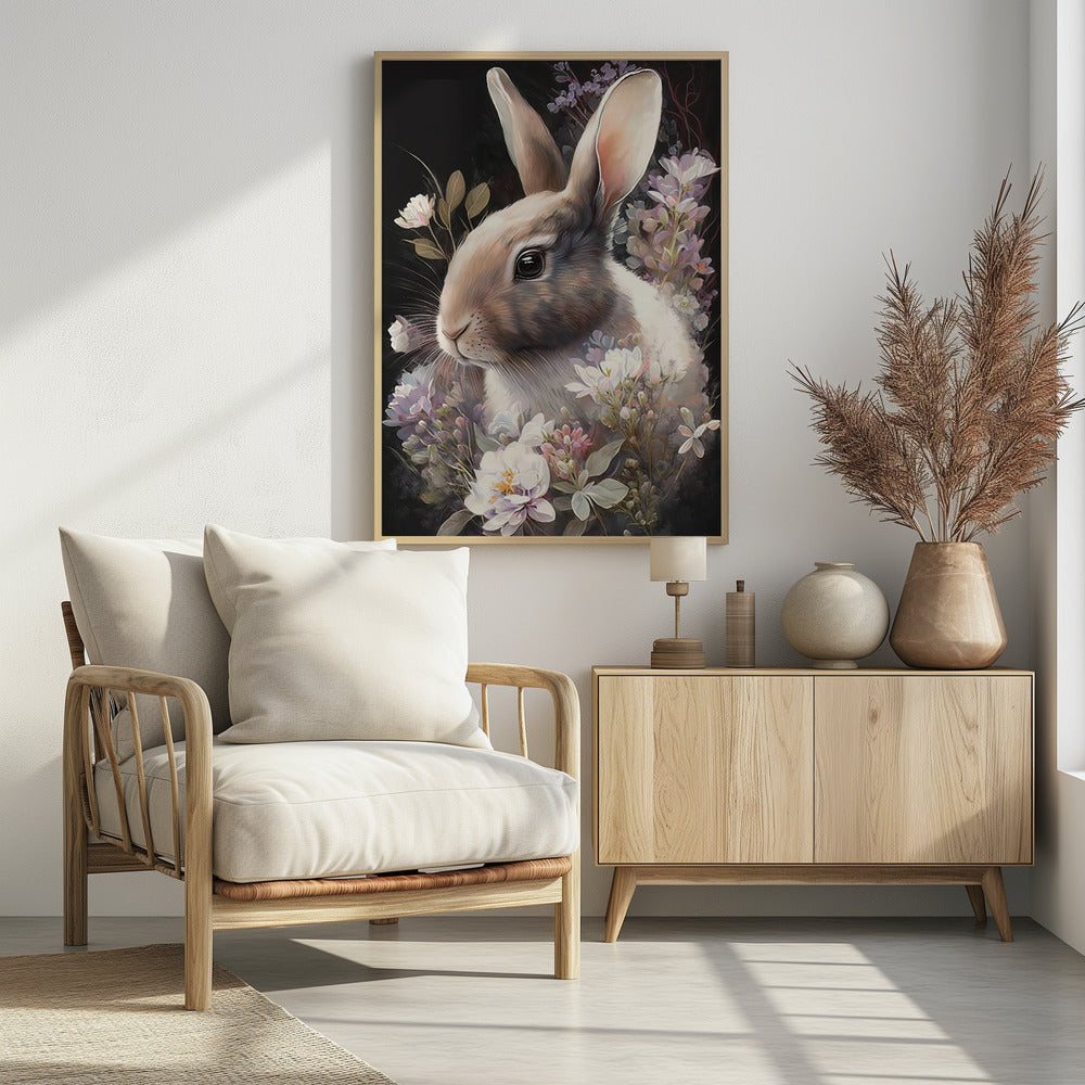 Rabbit and Flowers 3 - Poster / Art Print