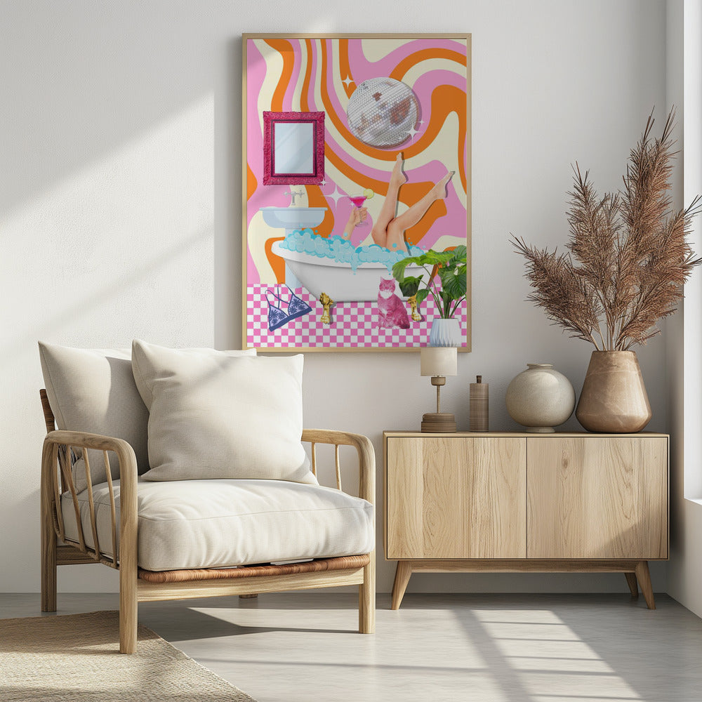 Groovy Bathtub Bliss - Poster / Art Print