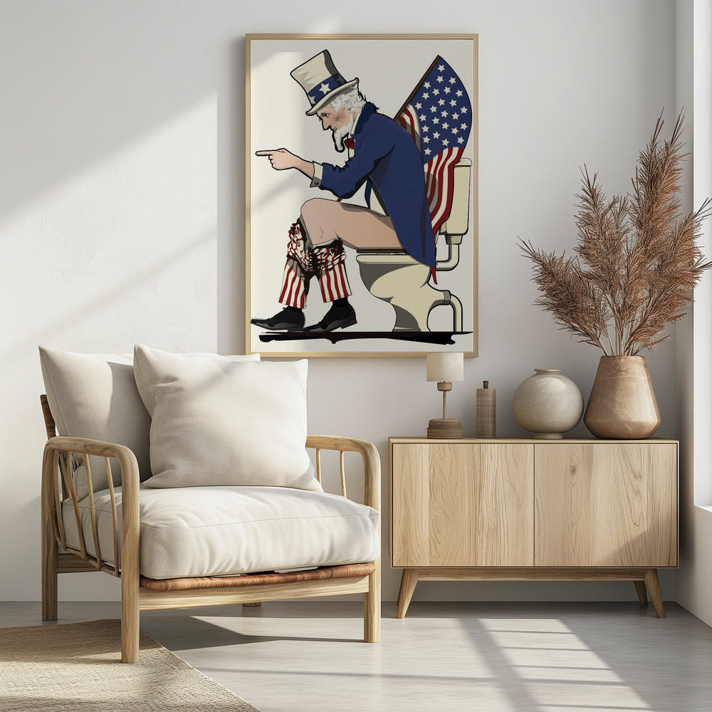 Uncle Sam On the Toilet - Poster / Art Print
