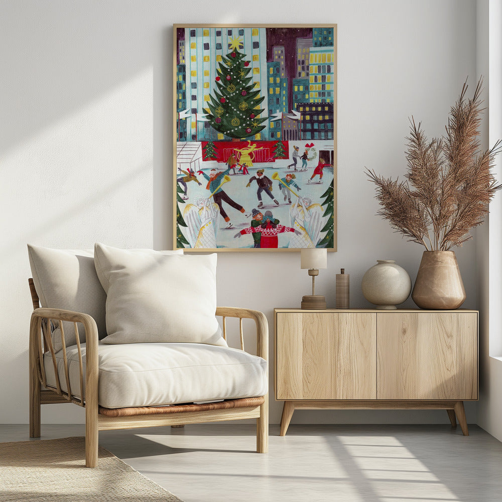 Ice skating at Rockefeller center - Poster / Art Print