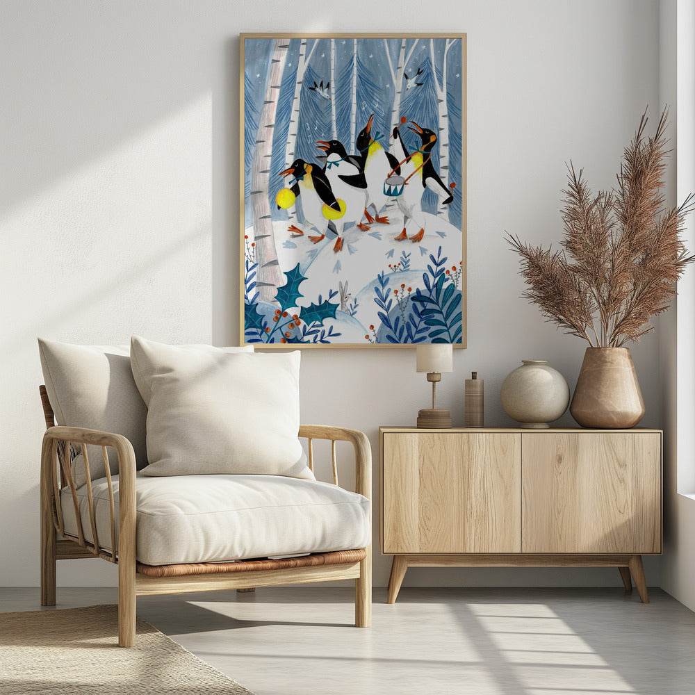 Penguins make music in the forest - Poster / Art Print