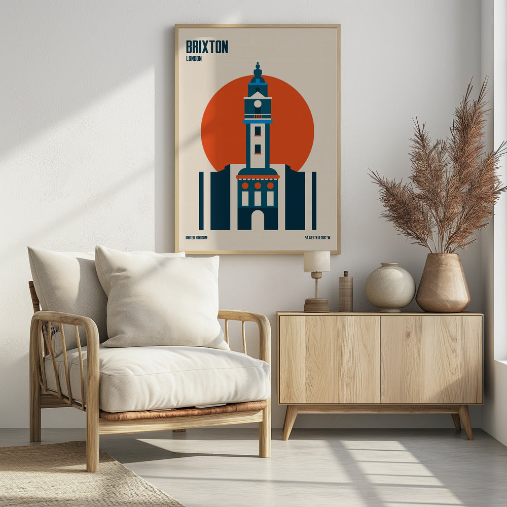 Brixton Tower Retro Travel Print - Poster / Art Print