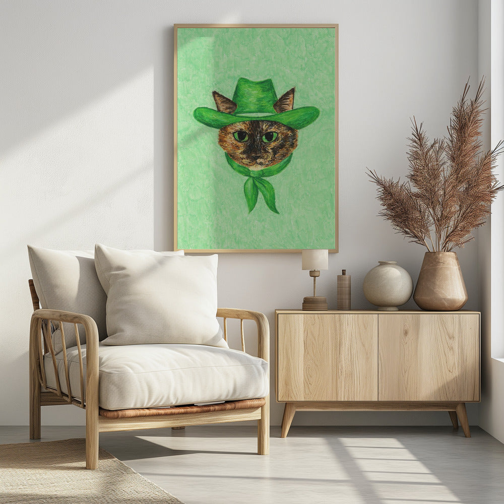 Tilly The Cowgirl Tortie Cat - Poster / Art Print