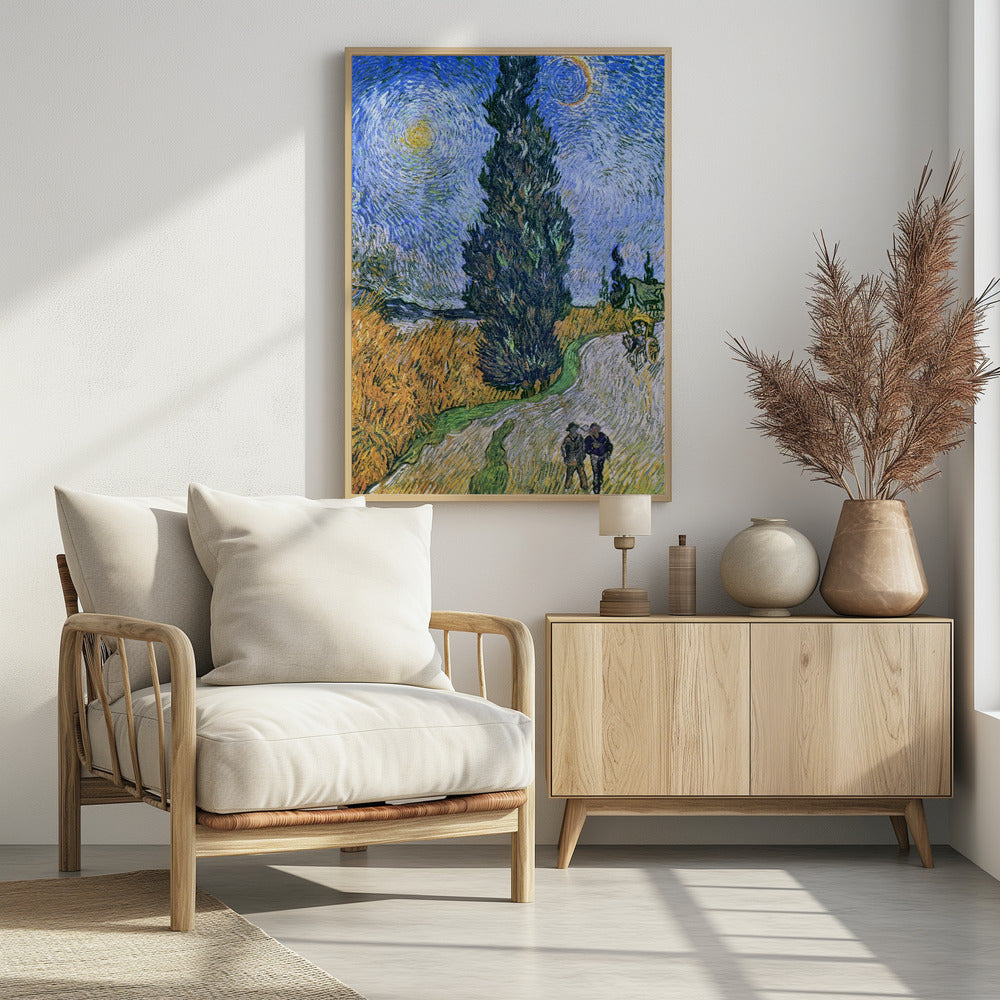 Vincent Van Gogh's Road With Cypress and Star 1890 - Poster / Art Print
