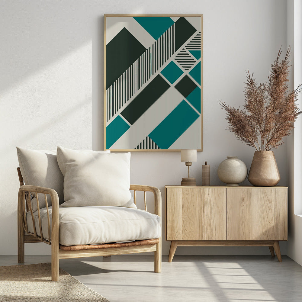 Geometric Teal - Poster / Art Print