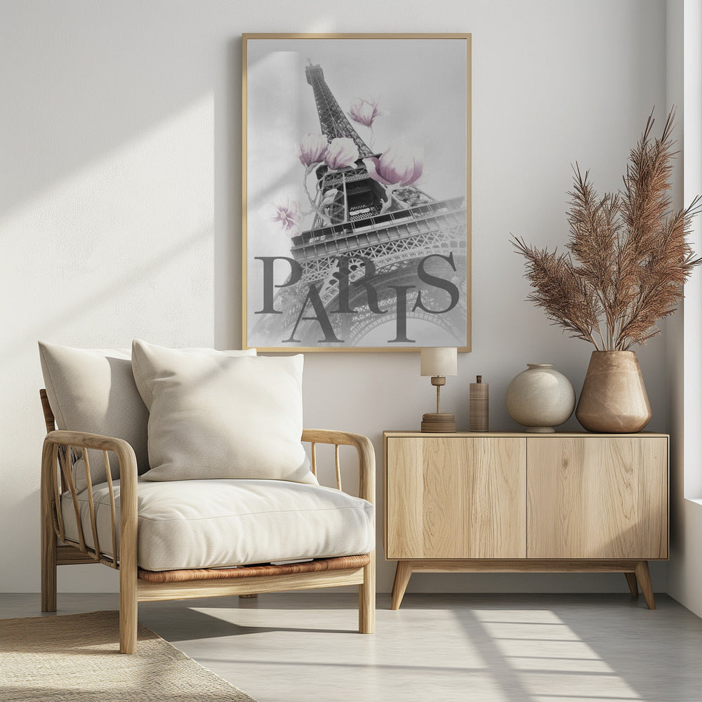 PARIS Magnolia Eiffel Tower - Poster / Art Print