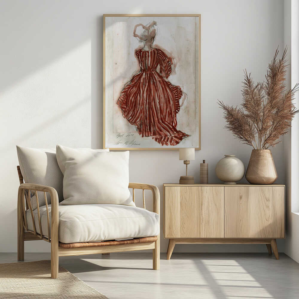 Woman In A Red Striped Dress - Poster / Art Print